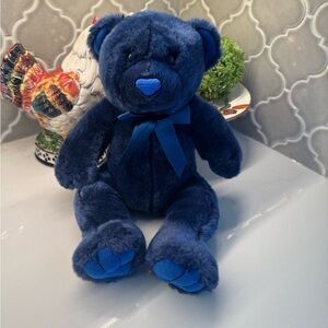 Kid Preferred Navy Blue Teddy Bear – Rare Luxury Plush Collector Bear with Bow
